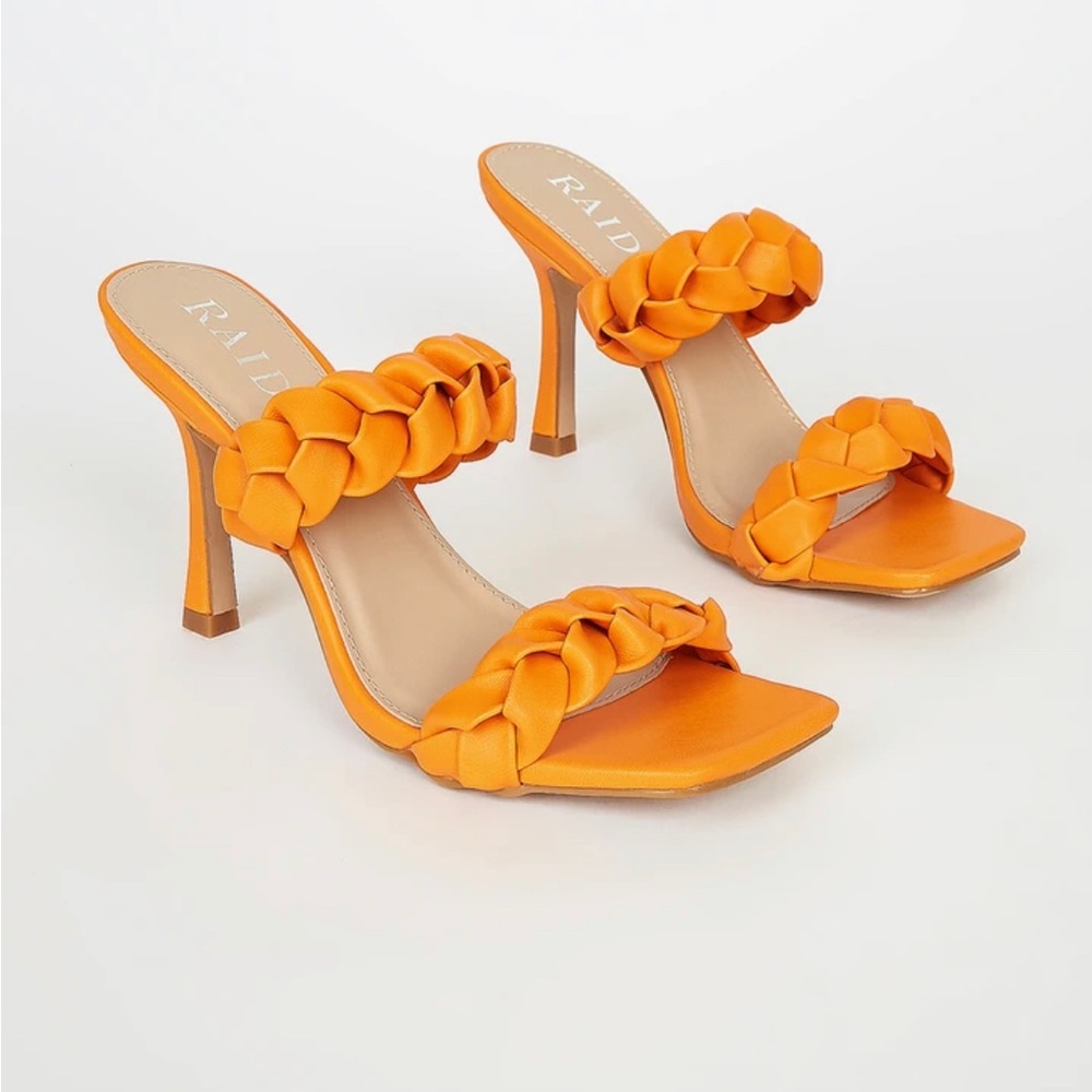 Brand new, Raid brand, orange braided vegan heels (size 6.5)